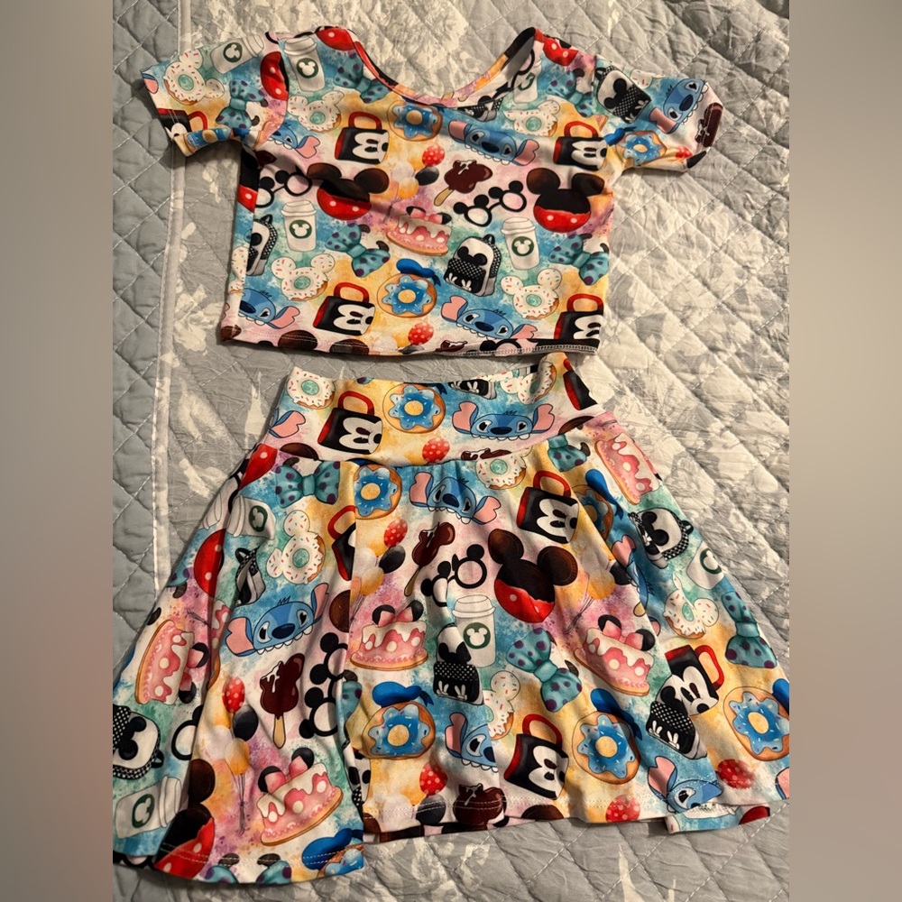 Disney parks bummie skirt and crop top size 6